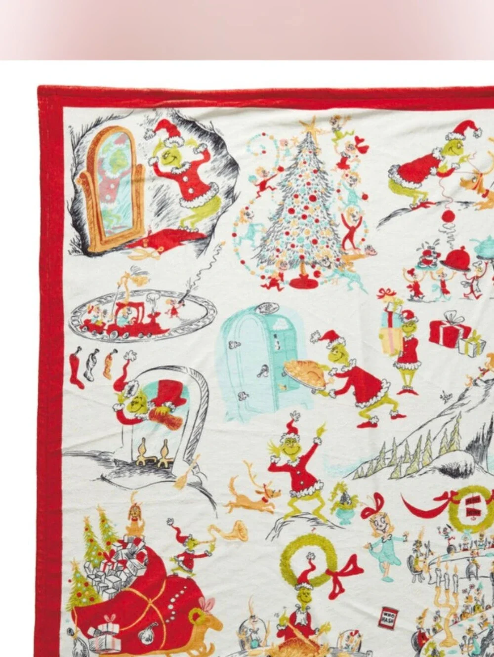 Dr. Seuss's How The Grinch Stole Christmas Storybook Scenes Throw Blanket NEW 🎄